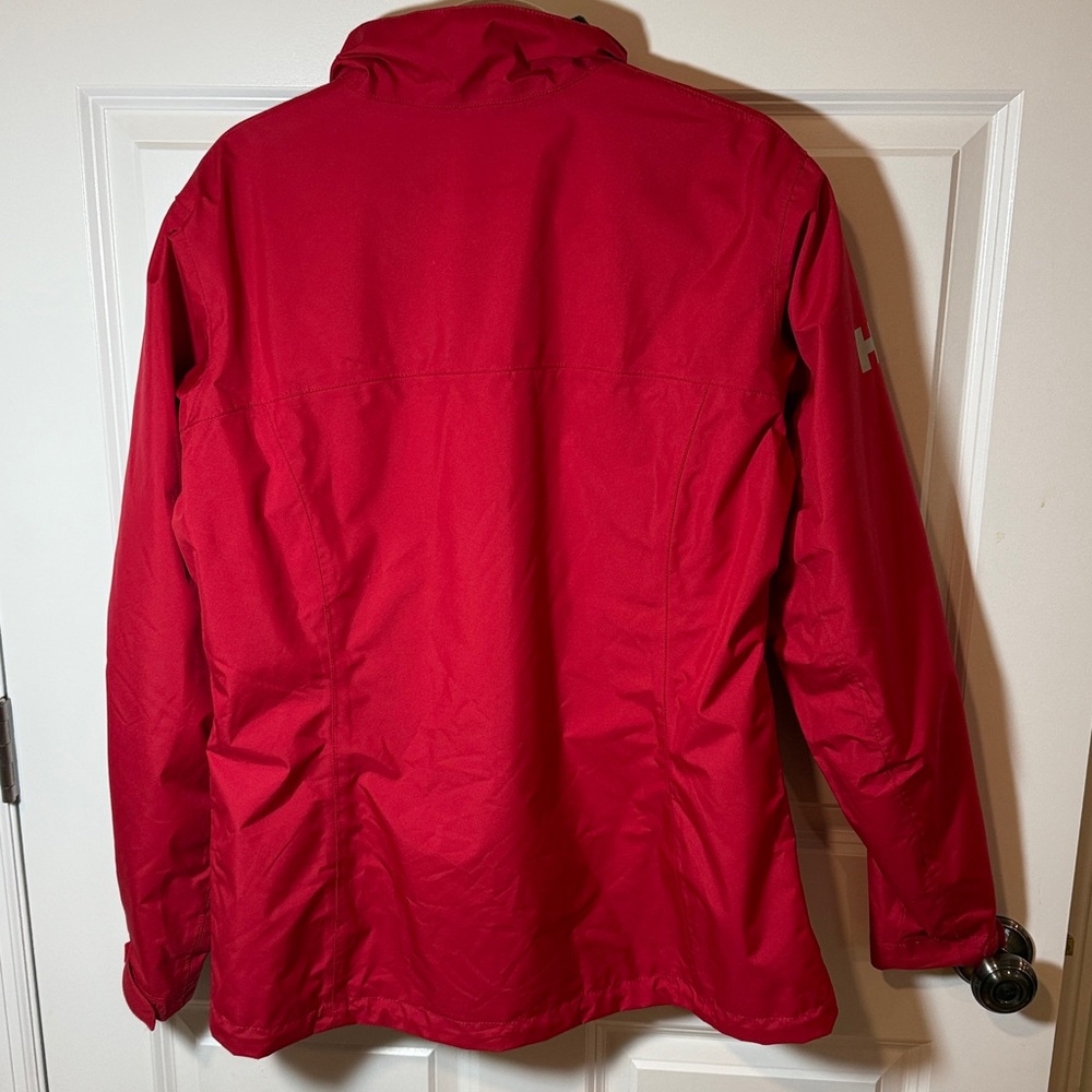 Helly Hansen Jacket Women Sz Large Red mid weight jacket Viking Logo - Picture 2 of 8